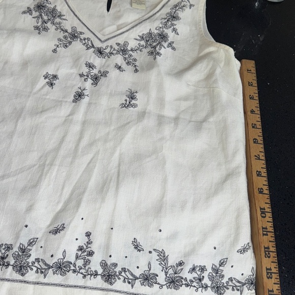 Blouse Embroidered White Sleeveless Top Norton Mcnaughton - Picture 6 of 8